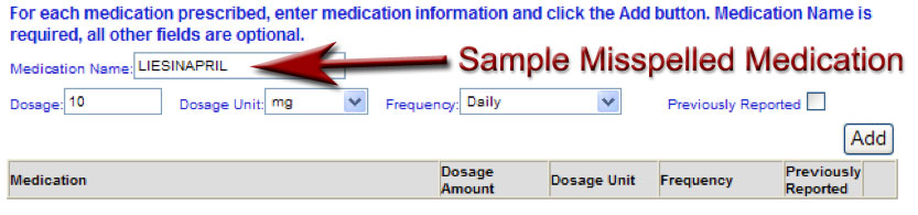 Start by typing in a medication to add