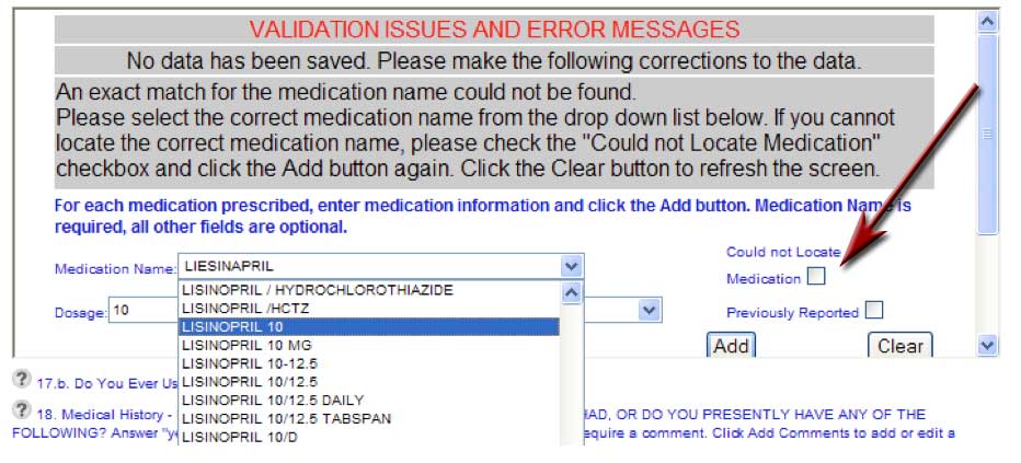 Medications not found in Database